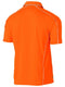 An orange coloured polo tee for men with reflective piping detail. It comes with a ribbed collar and side panels. Made up of breathable and airy polyester fabric ideal for people with active jobs.
