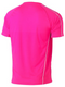 A pink coloured work tee for men with reflective pipe detail. It has a ribbed crew neck with side panels and additional piping. Made up of stretchy polyester that is ideal for an active job.