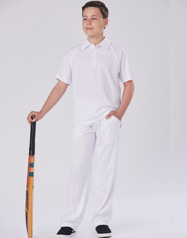 Kids White Cricket Polo Tee