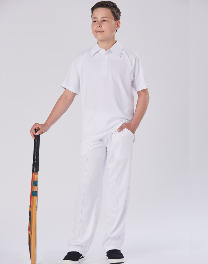 Kids White Cricket Polo Tee