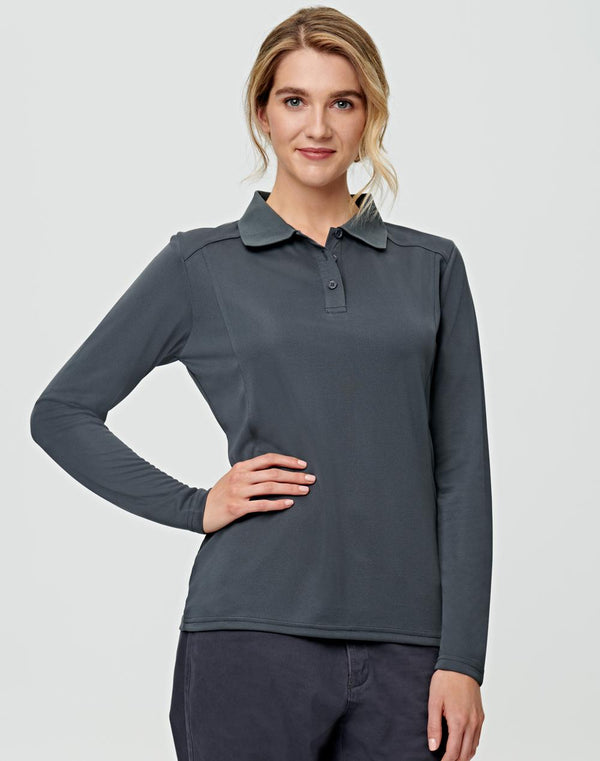 Womens Lucky Bamboo Polo Tee- Long Sleeve