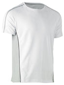 A white coloured work tee for men with contrast panels and piping. Made up of  polyester that provides ease of movement and stretch. 
