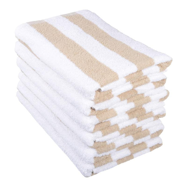 Heavenly Indulgence Hotel and Resort Stripe Pool Towel Beige White