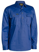 A royal coloured work shirt for men with half placket collared neck. It has two button open chest pockets and adjustable sleeves. Made up of cotton fabric for maximum comfort.