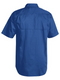 A royal coloured work shirt for men with collared button down closure. It has two button open chest pockets and mesh ventilation patches at heat areas. Made up of lightweight and airy cotton fabric.