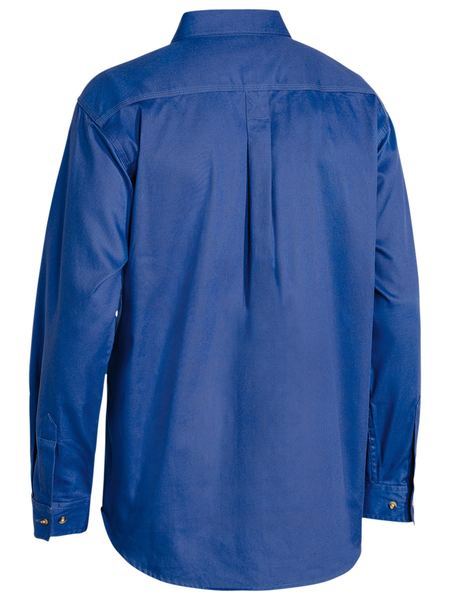 A royal coloured work shirt for men with half placket collared neck. It has two button open chest pockets and adjustable sleeves. Made up of cotton fabric for maximum comfort.