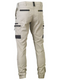 A stone coloured cargo work pant for men with curved waistband style. It has several multifunctional pockets with durable fabric. Made up of a mix of cotton and spandex to provide maximum stretch and comfort.