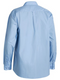 A sky coloured work shirt for men with collared neck and button down closure. It has two chest pockets with button open flaps and adjustable buttoned sleeves. Made up of a mix of polyester and cotton for maximum comfort.