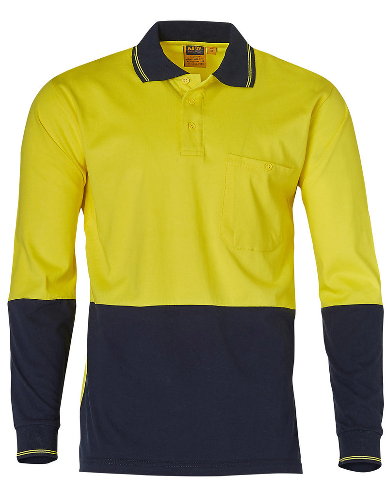 Cotton Jersey Two Tone Long Sleeve Safety Polo