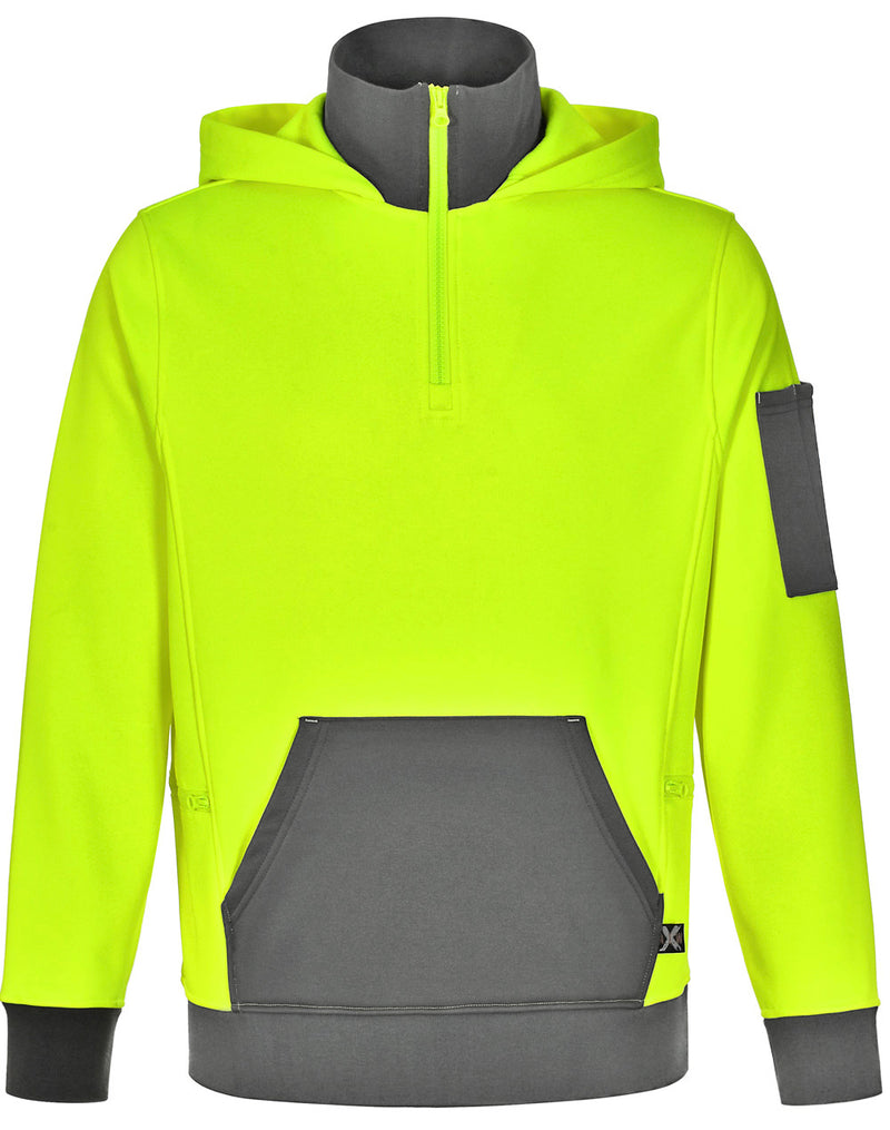 UNISEX HI VIS ¼ ZIP PREMIUM FLEECE HOODIE