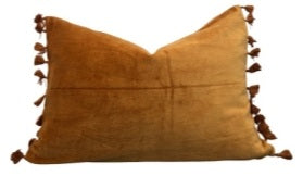 Velvet Mustard Cushion Cover with Tassals 40x55cm