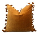 Velvet Mustard Cushion Cover with Tassals 40x40cm