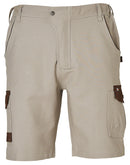 MENS STRETCH CARGO WORK SHORTS WITH DESIGN PANEL TREATMENTS