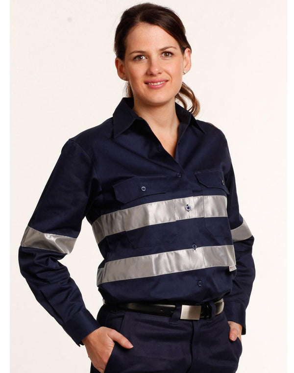 WOMEN'S COTTON DRILL WORK SHIRT WITH 3M TAPES
