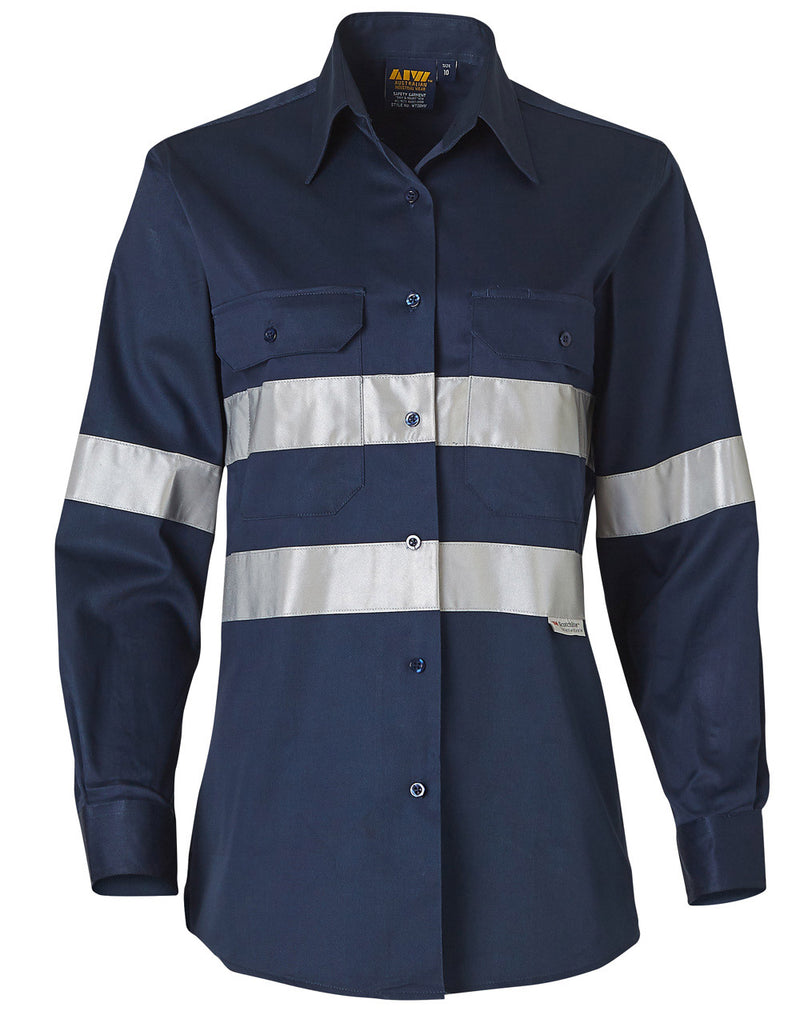 WOMEN'S COTTON DRILL WORK SHIRT WITH 3M TAPES
