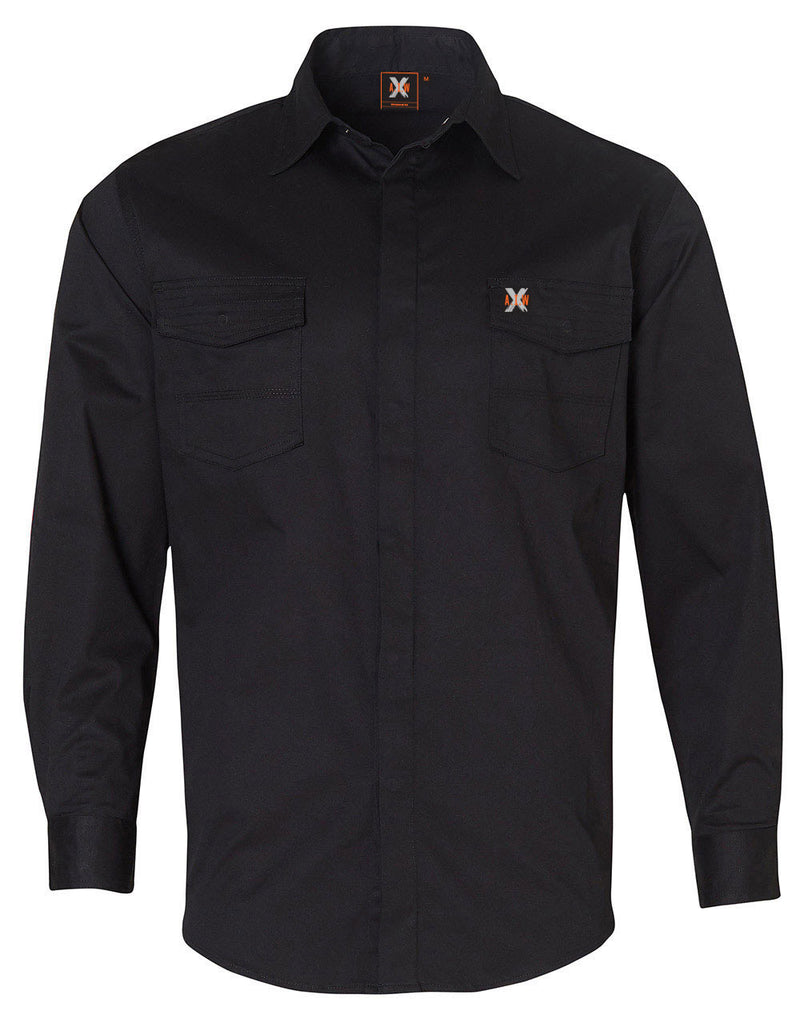 MENS STRETCH WORK SHIRT WITH 2 FRONT FLAP POCKETS