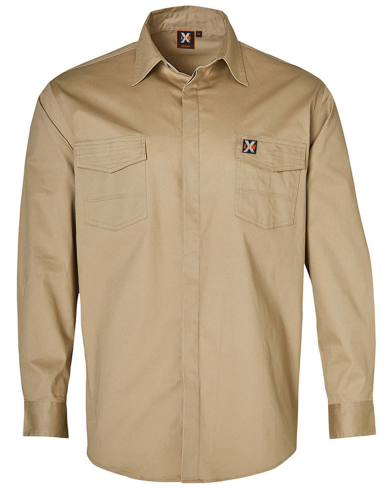 MENS STRETCH WORK SHIRT WITH 2 FRONT FLAP POCKETS