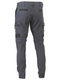 A charcoal coloured cargo work pant for men with curved waistband style. It has several multifunctional pockets with durable fabric. Made up of a mix of cotton and spandex to provide maximum stretch and comfort.