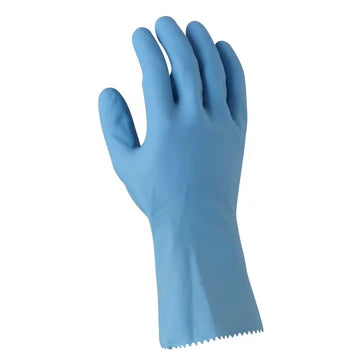 BLUE RUBBER SILVERLINED GLOVES - MEDIUM (8.5) PAIR