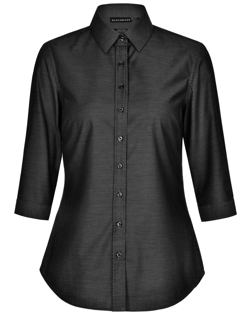 Ascot Dot Jacquard Stretch Shirt For Women - 3/4 Sleeve