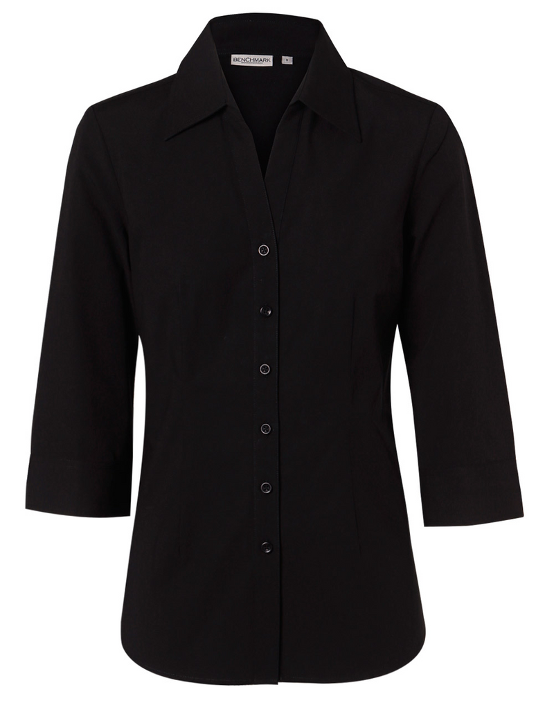 Cotton/Poly Stretch Shirt For Women's - 3/4 Sleeve