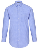 Gingham Check Shirt With Roll-Up Tab Sleeve For Men - Long Sleeve