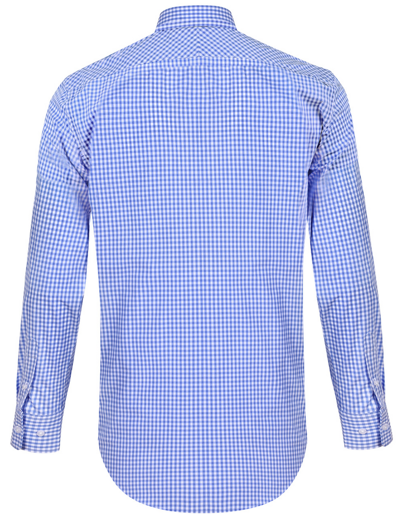 Gingham Check Shirt With Roll-Up Tab Sleeve For Men - Long Sleeve