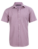 Black White.Red Two Tone Mini Gingham Shirt For Men - Short Sleeve