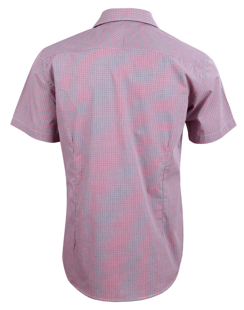 Black White.Red Two Tone Mini Gingham Shirt For Men - Short Sleeve