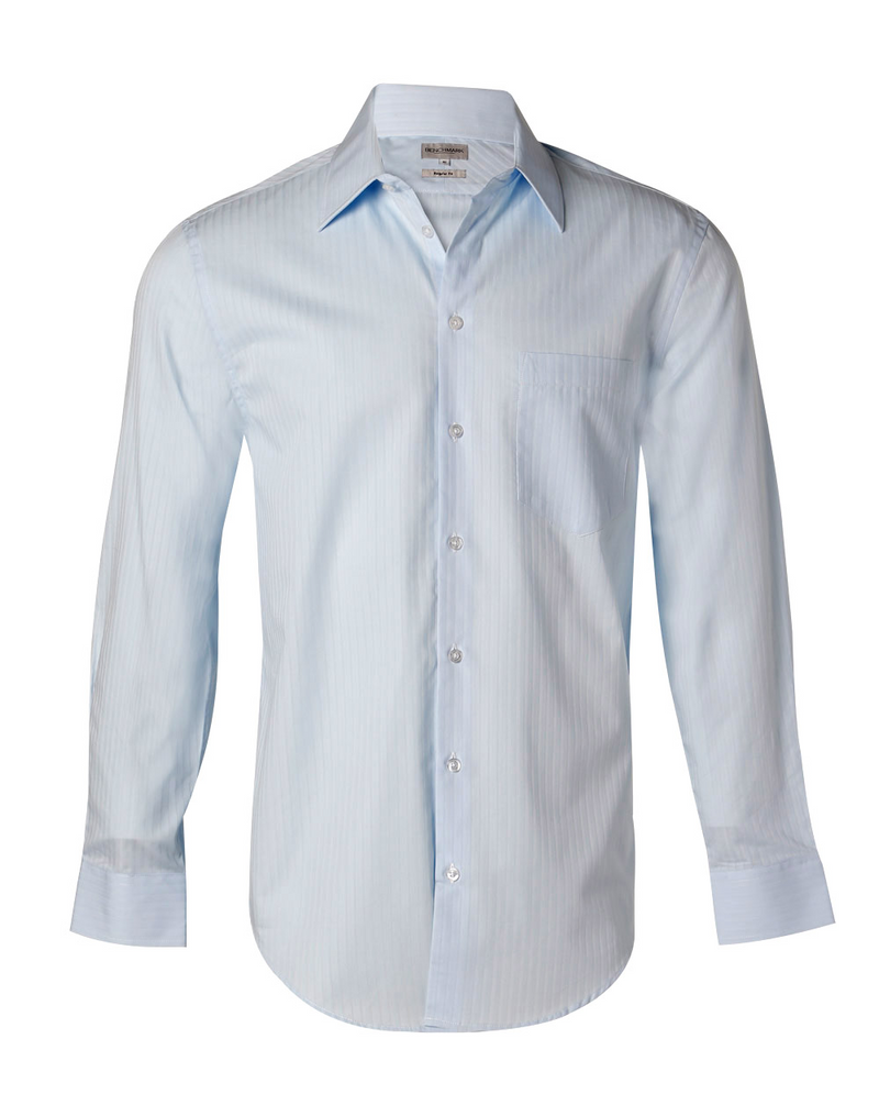 Self Stripe Shirt For Men - Long Sleeve