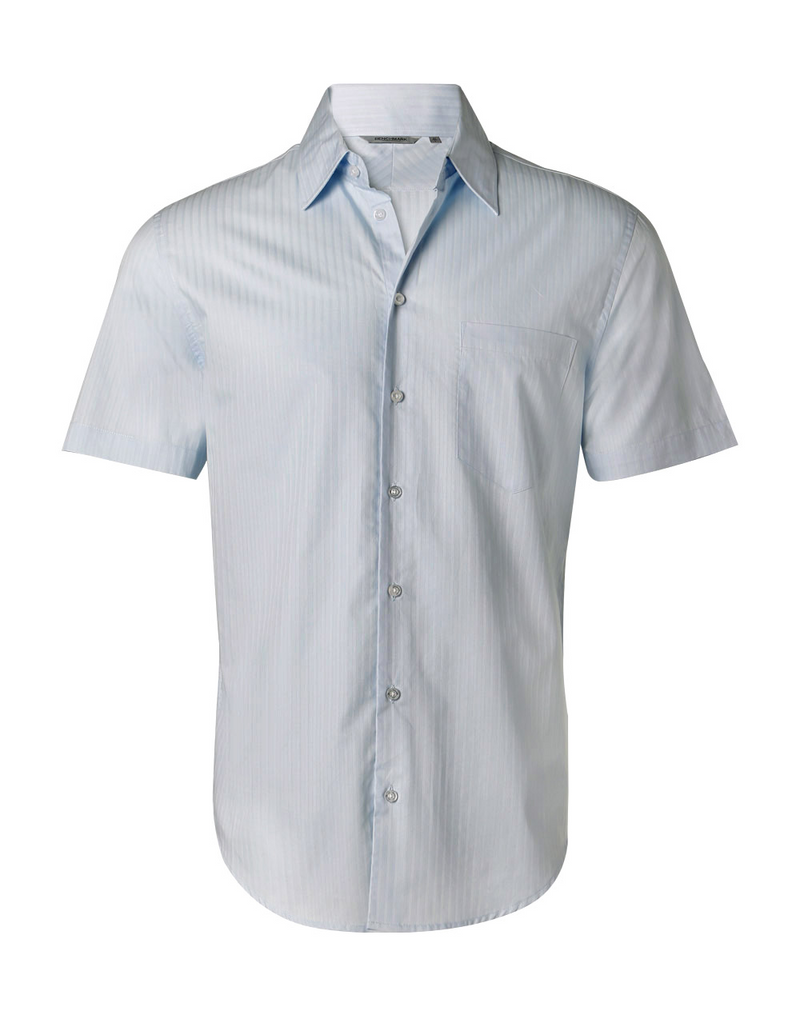 Self Stripe Shirt For Men - Short Sleeve