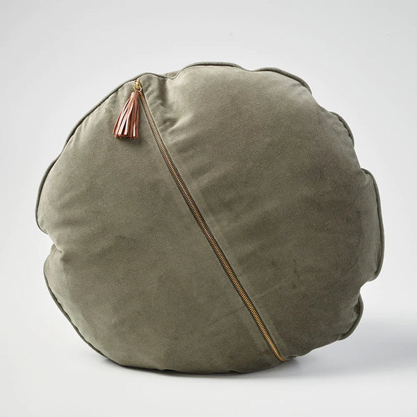 Circlyn Velvet Cushion - Khaki