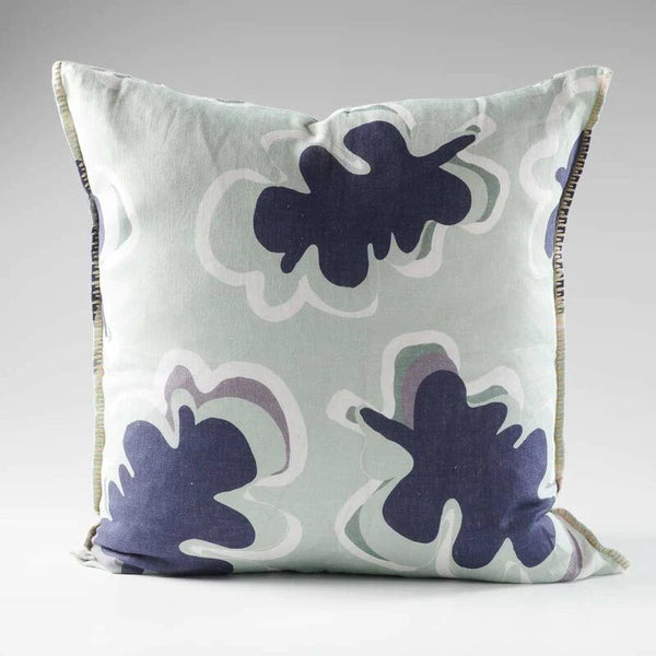 Gidget Linen Cushion - Sea mist/Navy