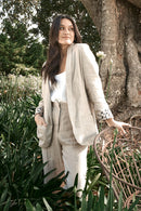 Linen Blazer Jacket - Natural