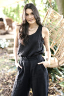 Linen Tank Top - Black