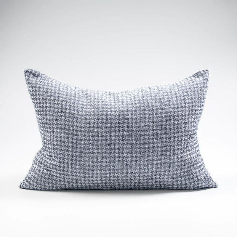 Ordonne Linen Houndstooth Cushion - Navy