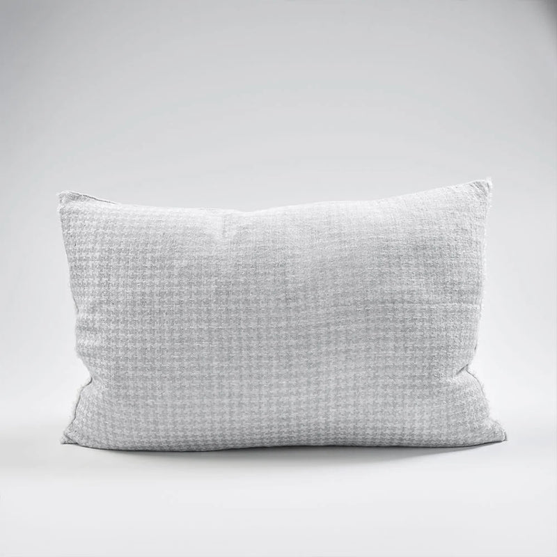 Ordonne Linen Houndstooth Cushion - Silver Grey