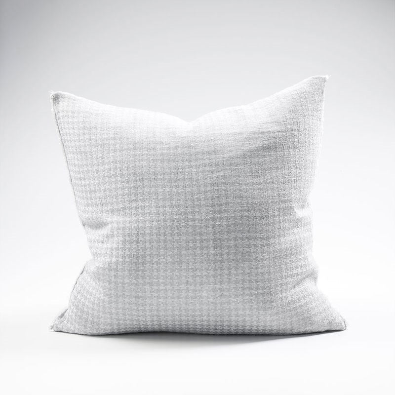 Ordonne Linen Houndstooth Cushion - Silver Grey