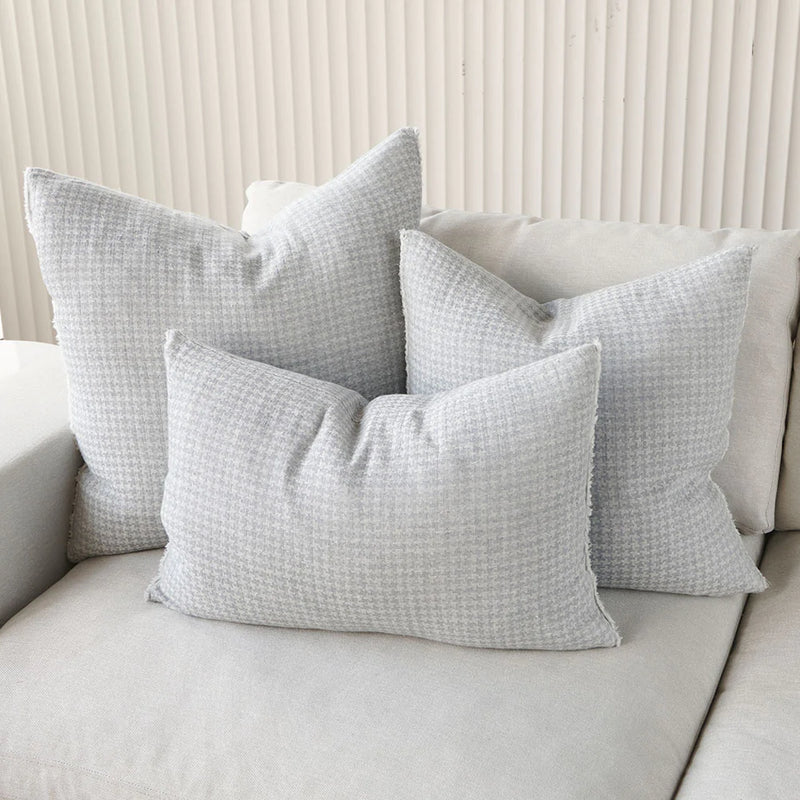 Ordonne Linen Houndstooth Cushion - Silver Grey