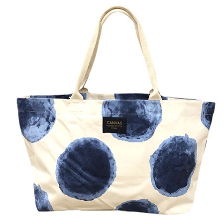 Cloud Polka Dots Large Tote Bag Blue