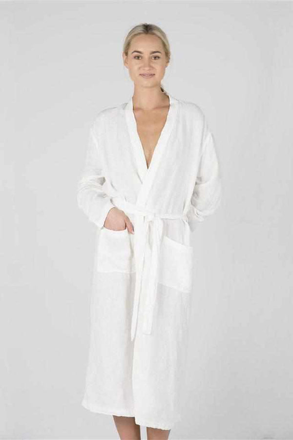 Linen Robe - White