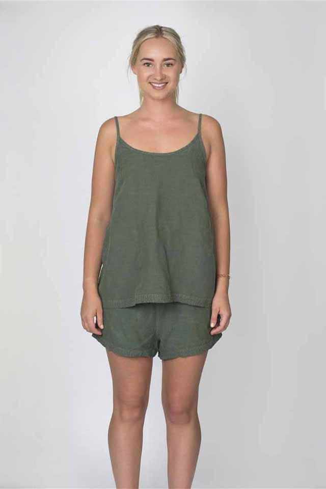 The Linen Cami - Khaki