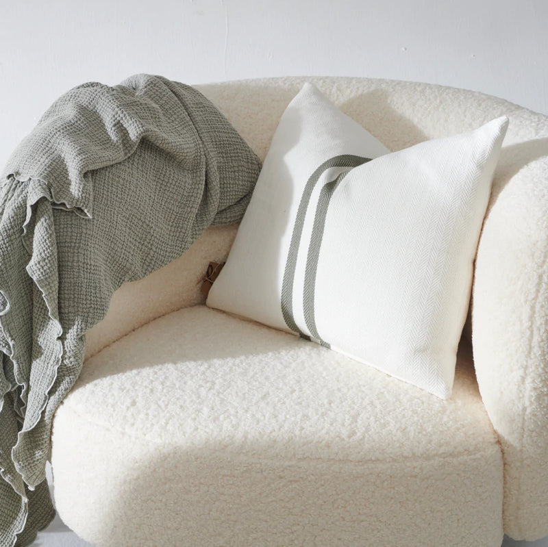 Simpatico Cushion - White/Khaki