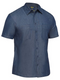 A collared and short sleeved denim work shirt with two chest pockets including one pen division pocket on the left side. Comes in a light and airy cotton fabric and button down closure. 